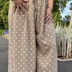 Pantalon large à pois grande taille