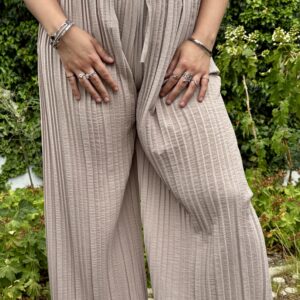 Pantalon large plissé grande taille