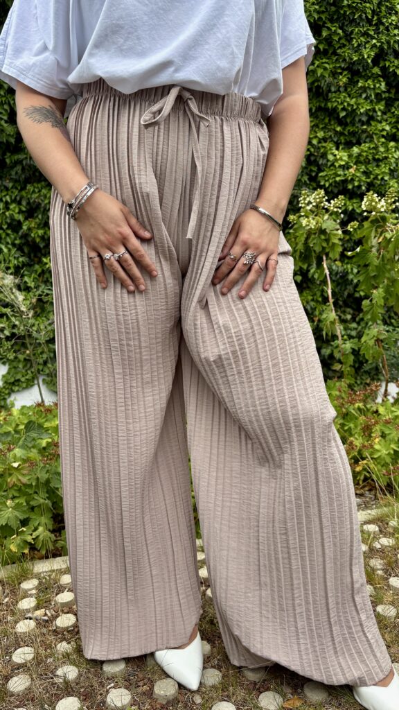 Pantalon large plissé grande taille