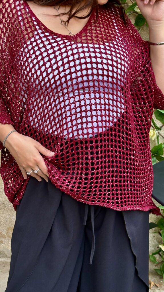 Haut à grosse maille grande taille
