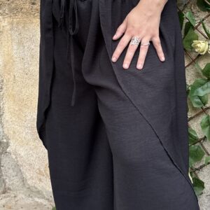 Pantalon large fendu grande taille