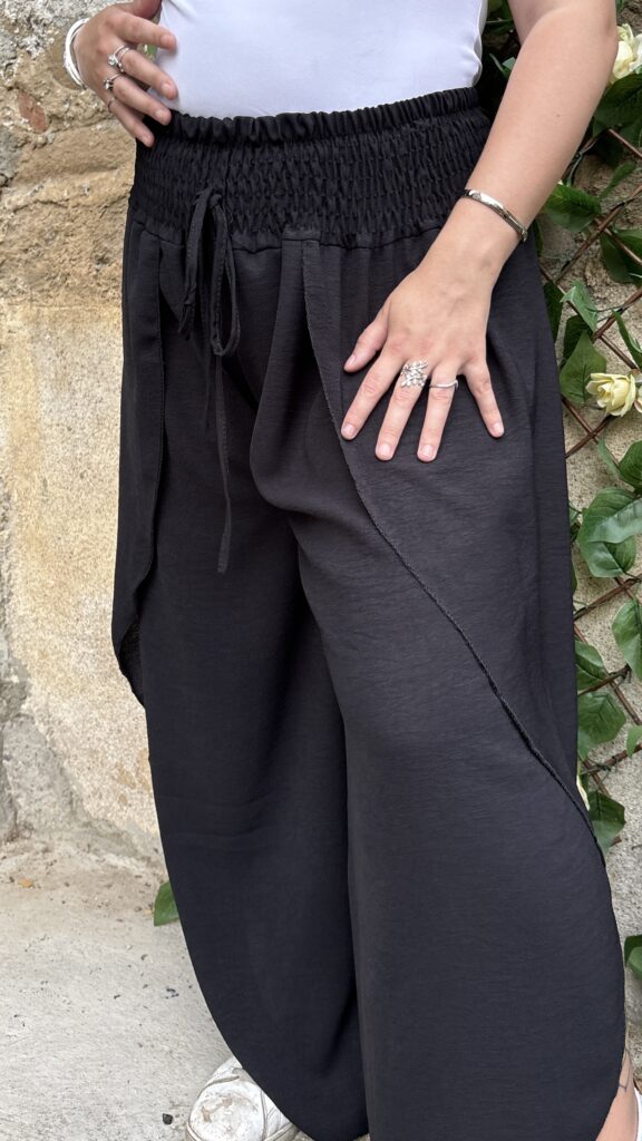 Pantalon large fendu grande taille